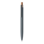 Branded Recycled Aluminium Pen with Cork Button in Grey