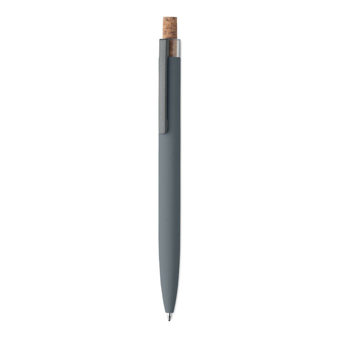 Branded Recycled Aluminium Pen with Cork Button in Grey