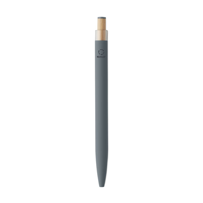 Branded Recycled Aluminium Pen with Bamboo Button and Colour Detail without branding