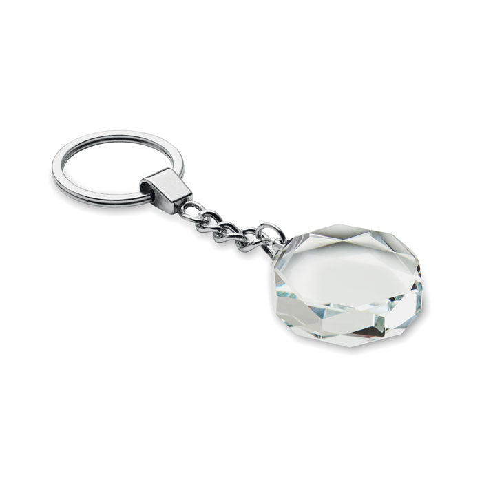 Branded Glass Round Award Key Ring without branding