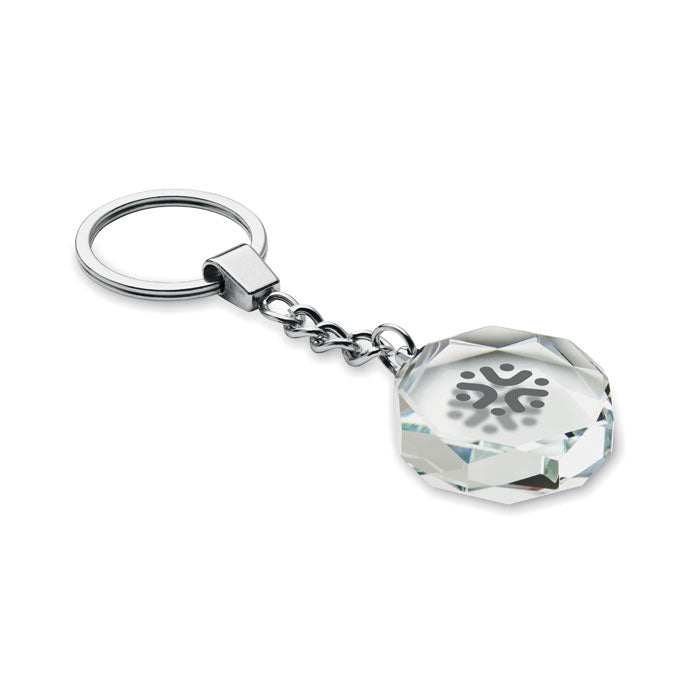 Branded Glass Round Award Key Ring