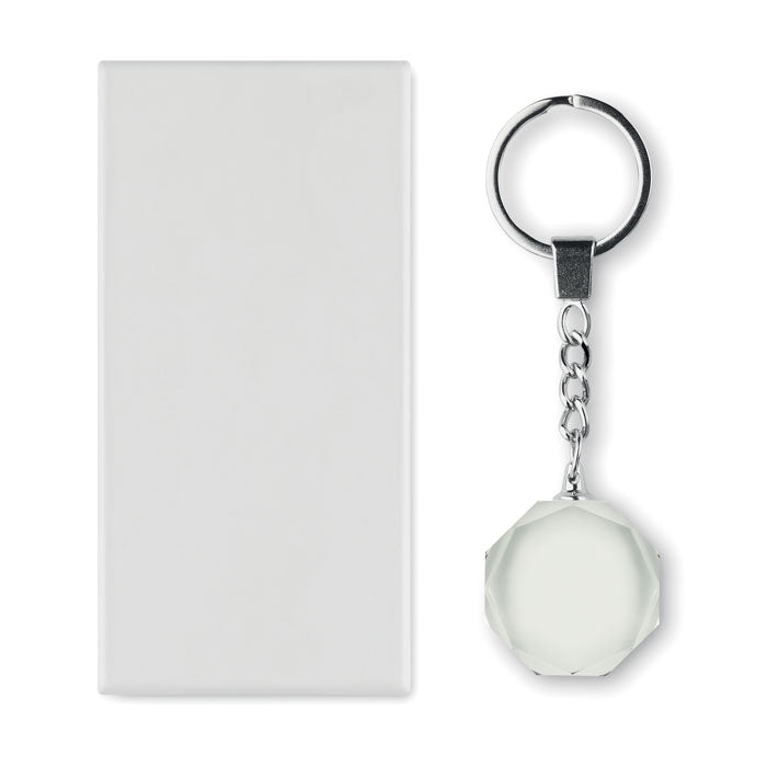 Branded Glass Round Award Key Ring without branding