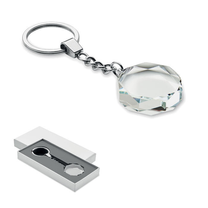 Branded Glass Round Award Key Ring
