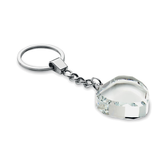 Branded Glass Heart Award Key Ring without branding