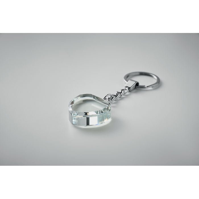Branded Glass Heart Award Key Ring without branding