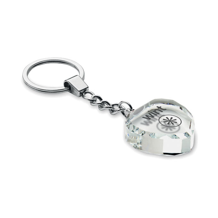 Branded Glass Heart Award Key Ring