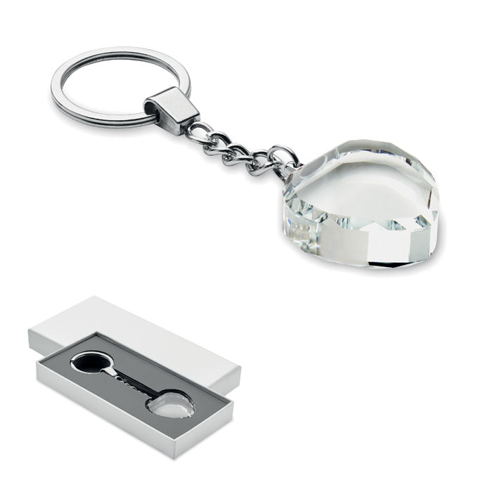 Branded Glass Heart Award Key Ring