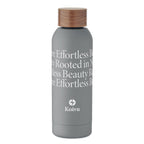 Branded Recycled Steel Bottle with Acacia-Finish Lid in Grey