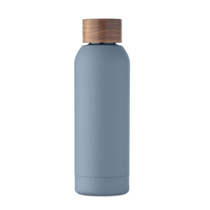 Branded Recycled Steel Bottle with Acacia-Finish Lid without branding
