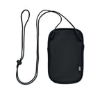 Branded RPET Cross Body Travel Pouch in Black
