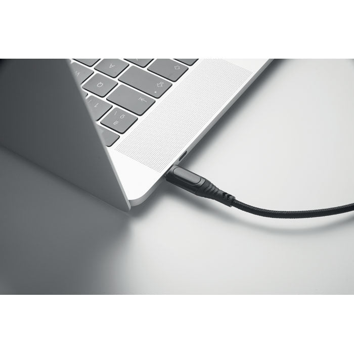 Branded 100W Charging Cable with LED Display in use
