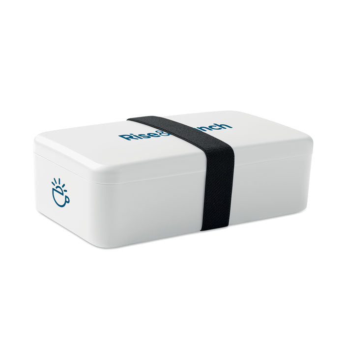 Branded PP Lunch Box with Elastic Band 750ml in White