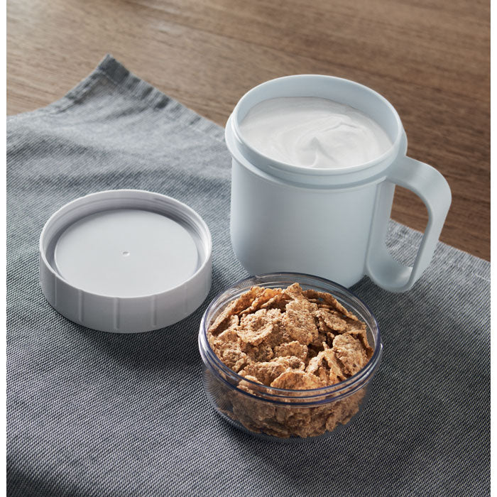 Branded On the Go Breakfast Cup 450ml in use