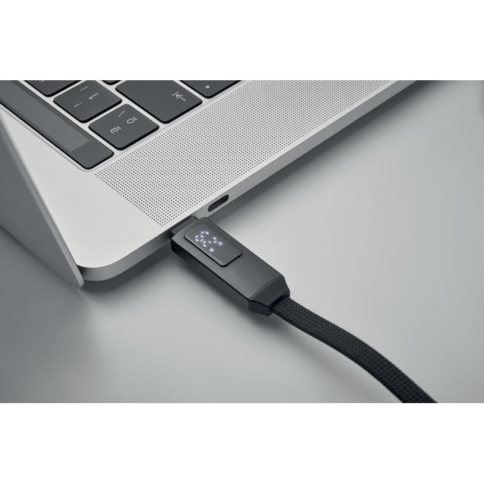 Branded 60W Charging Cable Key Ring in use