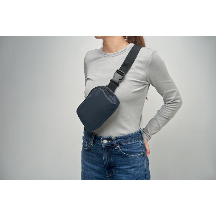 Branded Waist Bag in 210D Polyester in use