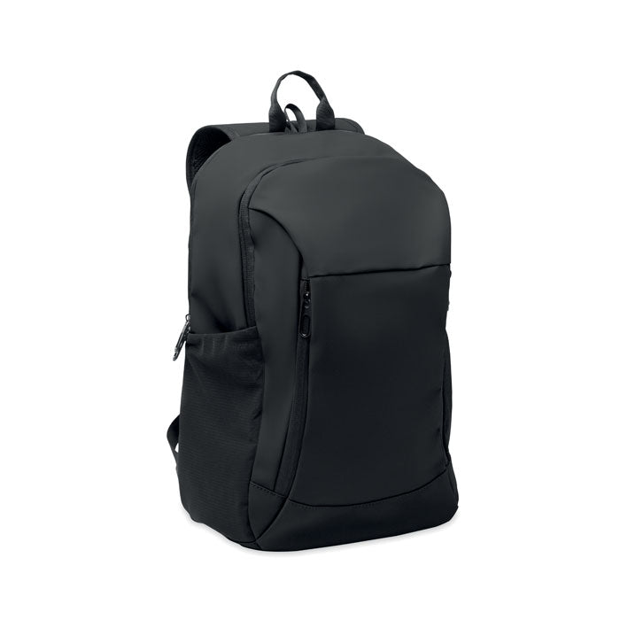Branded 15 Inch Soft PU Laptop Backpack in Black