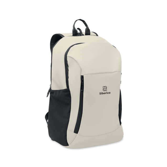 Branded 15 Inch Soft PU Laptop Backpack in White
