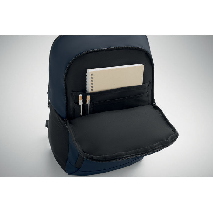 Branded 15 Inch Soft PU Laptop Backpack without branding