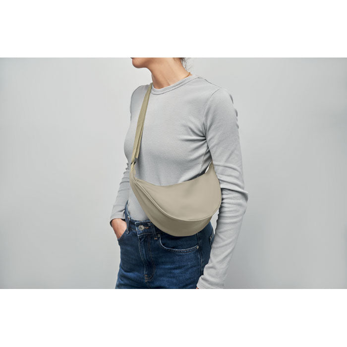 Branded Sling Bag in 400D Oxford in use