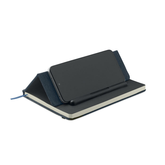 Branded A5 RPET Notebook with Phone Holder and 2-in-1 Pen without branding