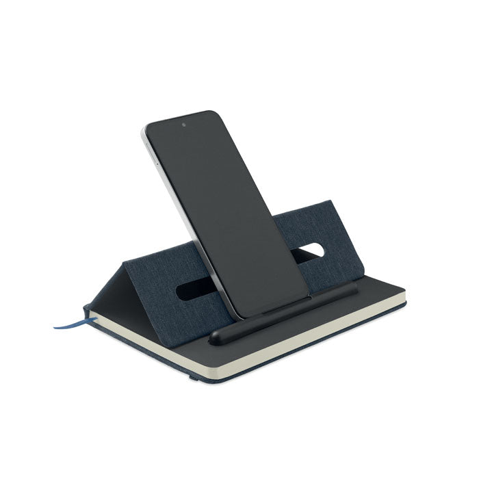 Branded A5 RPET Notebook with Phone Holder and 2-in-1 Pen without branding