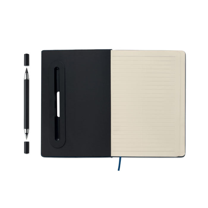 Branded A5 RPET Notebook with Phone Holder and 2-in-1 Pen without branding