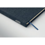 Branded A5 RPET Notebook with Phone Holder and 2-in-1 Pen in use
