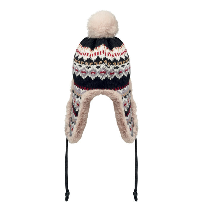 Branded Knitted Beanie with Ear Flaps without branding