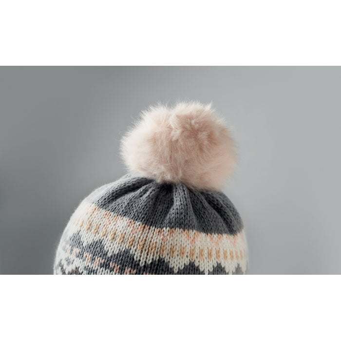Branded Knitted Beanie with Ear Flaps without branding