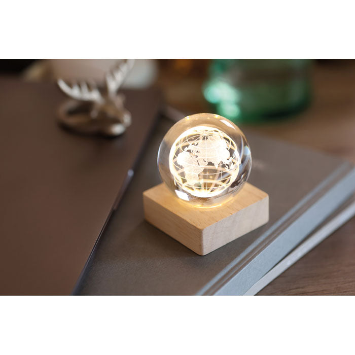 Branded Globe Glass Ball with LED Light in use