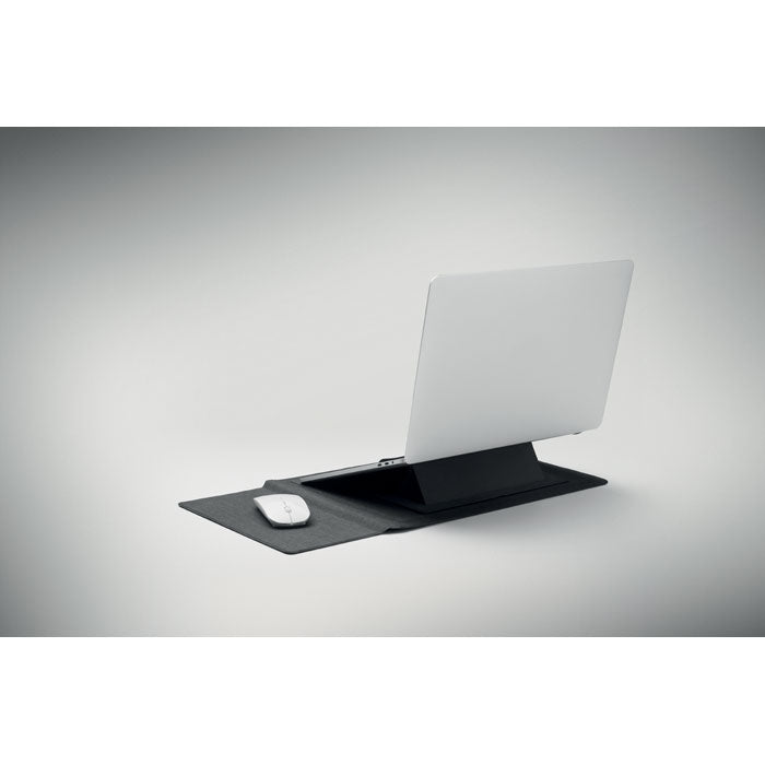 Branded 16 Inch Felt Laptop Sleeve in use