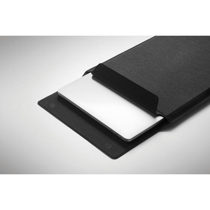 Branded 16 Inch Felt Laptop Sleeve in use