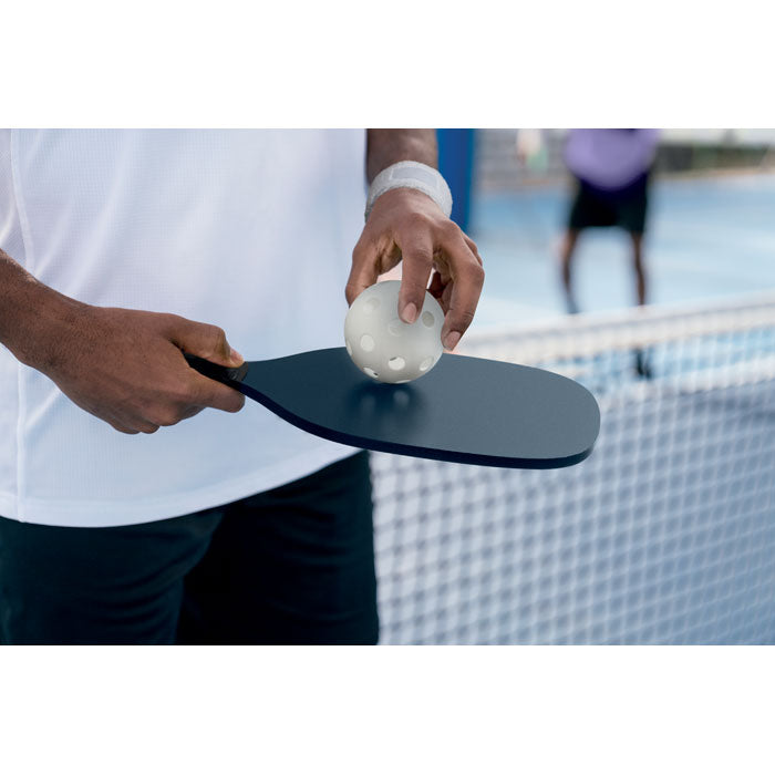 Branded Pickle Ball Paddle Set in use