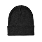 Branded Knitted Beanie with Cuff in Black