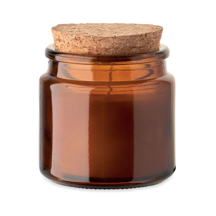Branded Plant Based Wax Candle 70g with Cork Lid in Brown