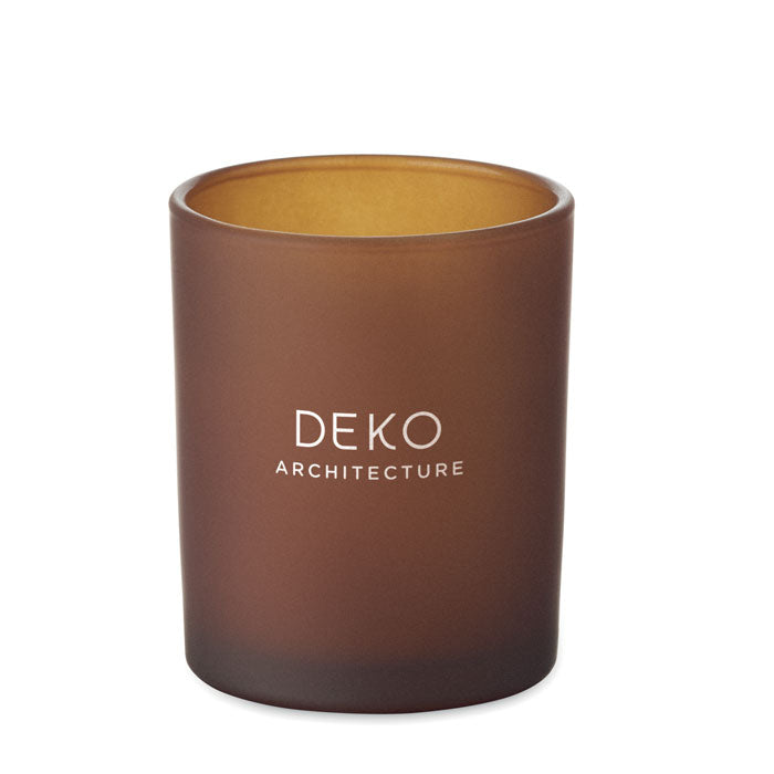 Branded Plant Based Wax Candle 80g in Glass in Brown