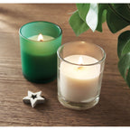 Branded Plant Based Wax Candle 80g in Glass in use