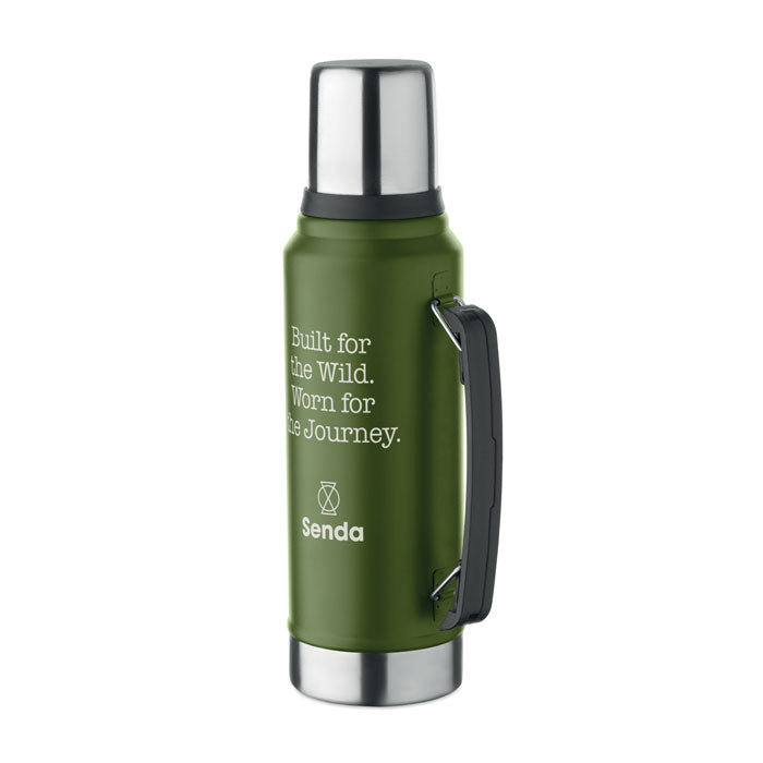 Branded Vacuum Bottle with Cup - 1L in Green