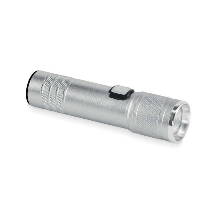 Branded Rechargeable Expandable COB Torch in Silver