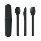 Branded PLA Cutlery Set with Case in Black