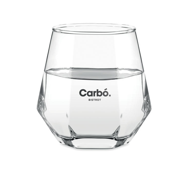 Branded geometric whisky glass, printed