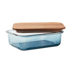 Branded Glass Lunch Box with Acacia Wood Lid 800ml without branding