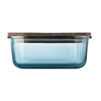 Branded Glass Lunch Box with Acacia Wood Lid 800ml without branding
