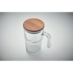 Branded Large Glass Mug with Acacia Lid without branding