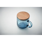 Branded Ribbed Glass Mug with Acacia Lid without branding