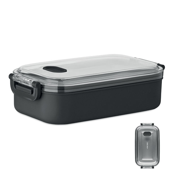 Branded PP Lunch Box with Stainless Steel Inner Layer in Black