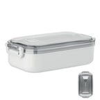 Branded PP Lunch Box with Stainless Steel Inner Layer in White