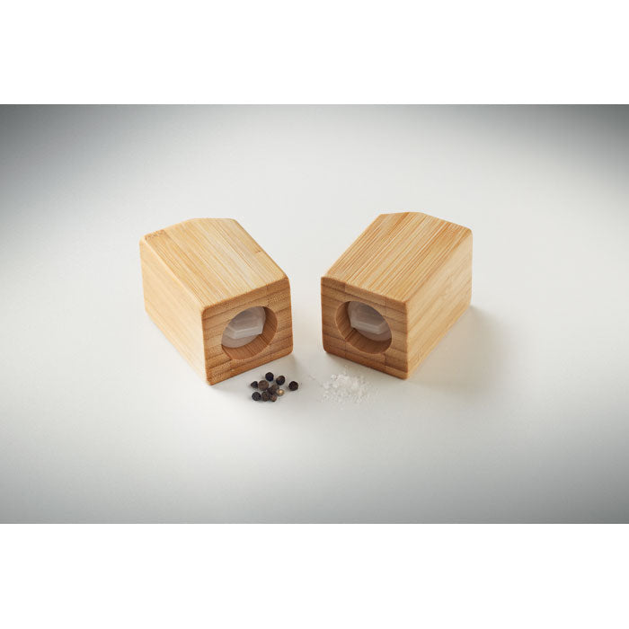 Branded Magnetic Bamboo Salt and Pepper Set without branding