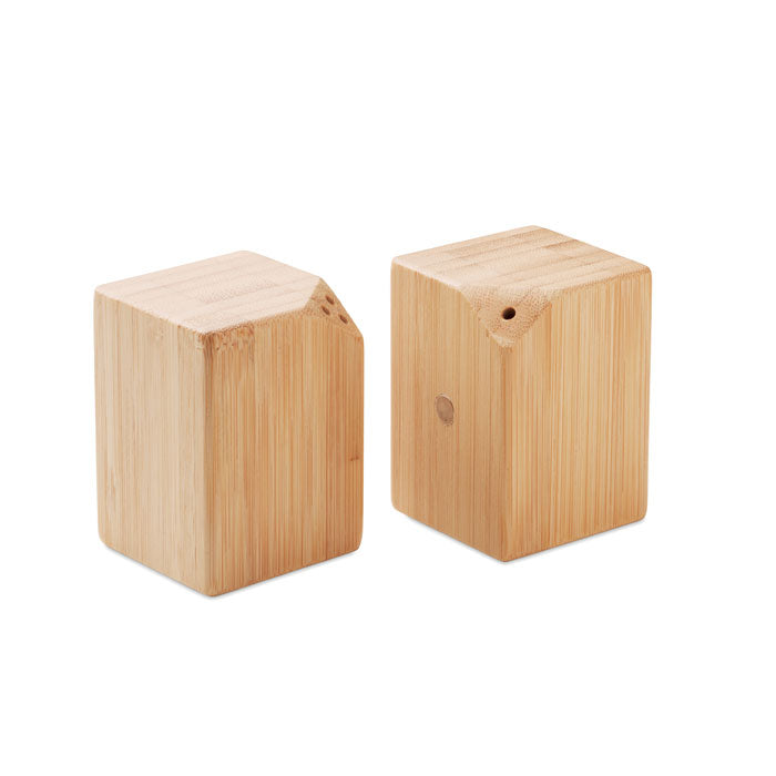 Branded Magnetic Bamboo Salt and Pepper Set
