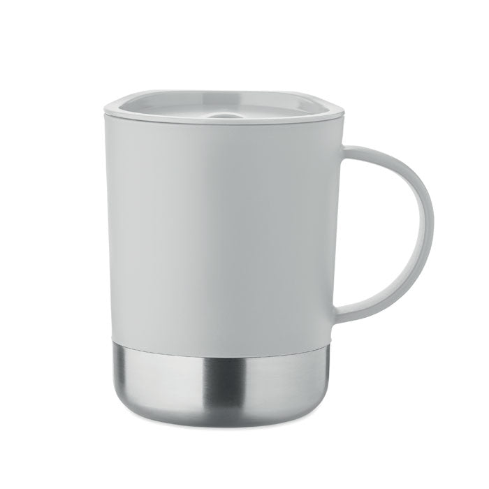 Branded Mug with Steel Base and Sliding Lid in Grey